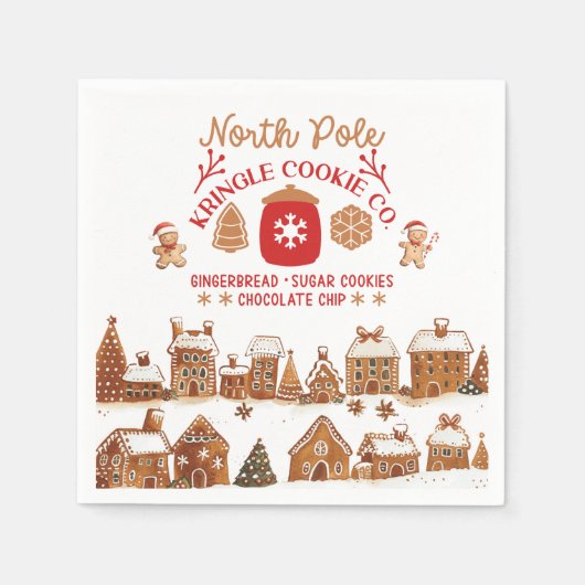 Mooie Kerst Kerstdag Huizen Koekjes Servet (Voorkant)