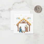 Mooie kerst-kerstkaart met christelijke geboortesc notitiekaartje (Voorkant / Achterkant in situ)