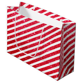 Mooie Kerst Kerststok Glitter Gestreept Patroon Groot Cadeauzakje