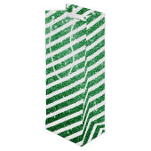 Mooie Kerst Kerststok Glitter Groen Gestreept Wijn Cadeautas (Achterkant Gekanteld)