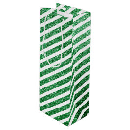 Mooie Kerst Kerststok Glitter Groen Gestreept Wijn Cadeautas