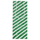 Mooie Kerst Kerststok Glitter Groen Gestreept Wijn Cadeautas (Voorkant)