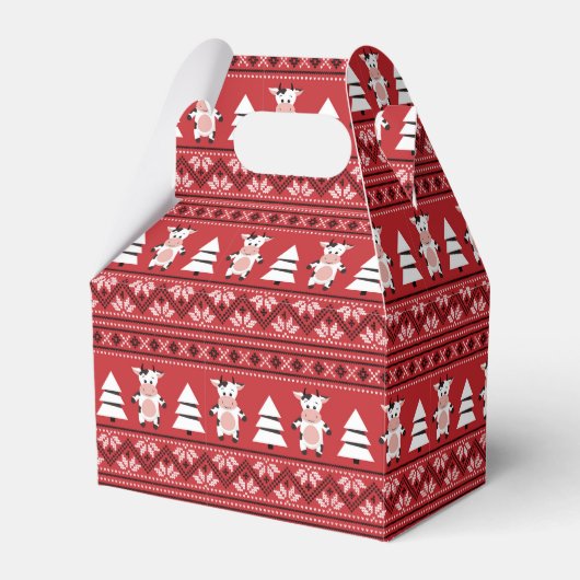 Mooie Kerst Koe Favor Doos Bedankdoosjes (Voorkant Zijde)