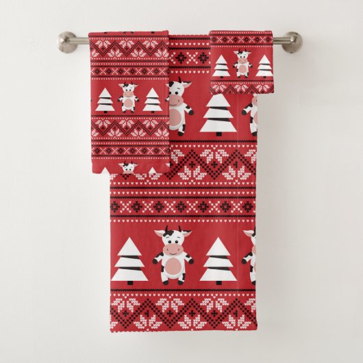 Mooie Kerst Koe Handdoekenset Bad Handdoek (Insitu)