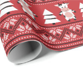 Mooie Kerst Koe Inpakpapier (Rol Hoek)