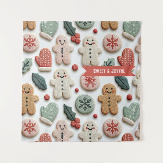 Mooie Kerst Koek Patroon Wandkleed (Voorkant)