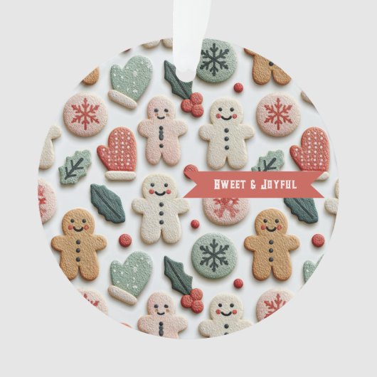 Mooie Kerst Koekjes Patroon Ornament (voorkant)
