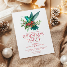 Mooie Kerst Kolibrie Feest Uitnodiging