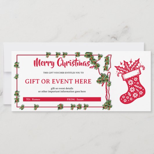 Mooie Kerst Kous Kerstcadeaubon (Voorkant)