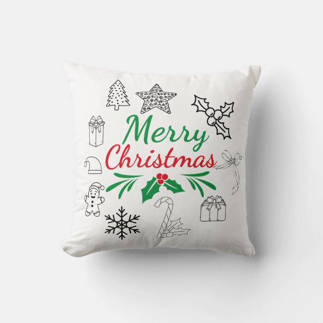 Mooie Kerst Krabbel Throw Kussen (Voorkant)