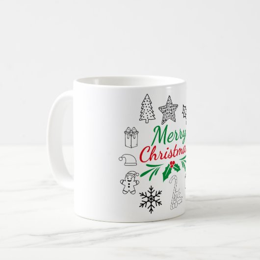 Mooie Kerst Krabbels Koffiemok (Voorkant links)