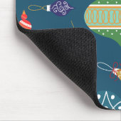 Mooie kerst ornamenten Marine blauwe achtergrond Muismat (Hoek)