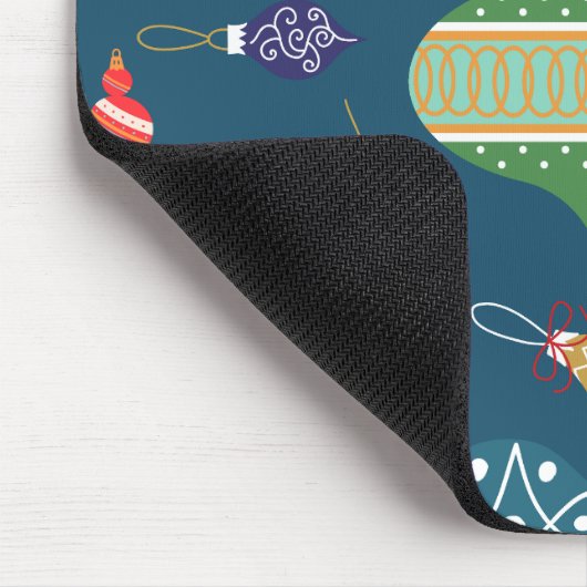 Mooie kerst ornamenten Marine blauwe achtergrond Muismat (Hoek)