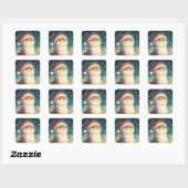 Mooie Kerst Otter Sticker met Kerstmannenhoed (Vel)