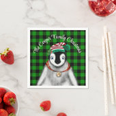 Mooie kerst pinguïn groen zwart geruit servet (Insitu)