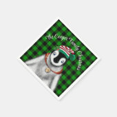 Mooie kerst pinguïn groen zwart geruit servet (Hoek)