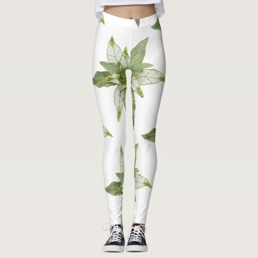 Mooie kerst poinsettias leggings (Voorkant)