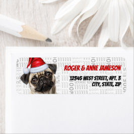 Mooie Kerst Pug Hond Retouradres Etiket