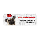 Mooie Kerst Pug Hond Retouradres Etiket (Voorkant)