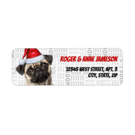 Mooie Kerst Pug Hond Retouradres Etiket
