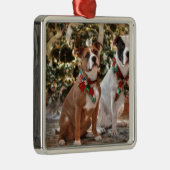 Mooie Kerst Redding Pitbull en Amerikaanse Bull Do Metalen Ornament (Rechts)