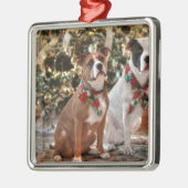Mooie Kerst Redding Pitbull en Amerikaanse Bull Do Metalen Ornament (Links)
