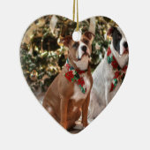 Mooie Kerst Reddings Pitbull en Amerika Bull Dog Keramisch Ornament (Rechts)