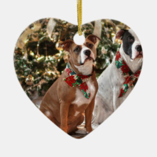 Mooie Kerst Reddings Pitbull en Amerika Bull Dog Keramisch Ornament