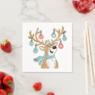 Mooie Kerst Reindeer Geweiornamenten Servetten