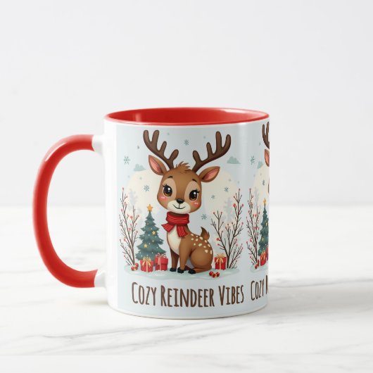 Mooie Kerst Reindeer Scene Besneeuwd Bos Mok (Links)