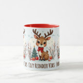Mooie Kerst Reindeer Scene Besneeuwd Bos Mok (Midden)