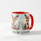 Mooie Kerst Reindeer Scene Besneeuwd Bos Mok (Voorkant rechts)