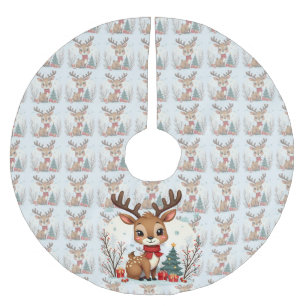 Mooie Kerst Rendier Scene Besneeuwd Bos Kerstboom Rok