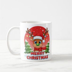 Mooie Kerst Rendieren met Kerstman Hoed Ornamenten Koffiemok