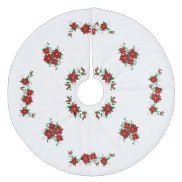 Mooie kerst rode bloemen boom rok fleece kerstboom rok