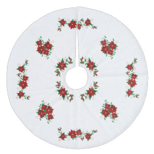 Mooie kerst rode bloemen boom rok fleece kerstboom rok