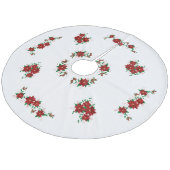 Mooie kerst rode bloemen boom rok fleece kerstboom rok (Gekanteld)