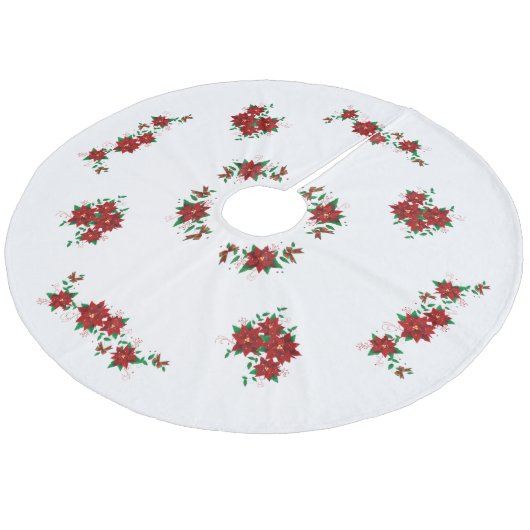 Mooie kerst rode bloemen boom rok fleece kerstboom rok (Gekanteld)