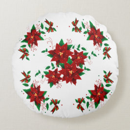 Mooie Kerst Rode Bloemen Ronde Kussen