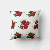 Mooie Kerst Rode Bloemen Worp Kussen (Achterkant)