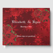 Mooie kerst rode poinsettia en sneeuwvlokken gastenboek (Voorkant)