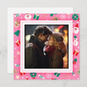 Mooie Kerst Roze Fotolijst Feestdagenkaart (Voorkant / Achterkant)