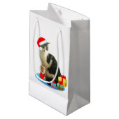 Mooie Kerst Tabby Cat Klein Cadeauzakje (Voorkant Gekanteld)