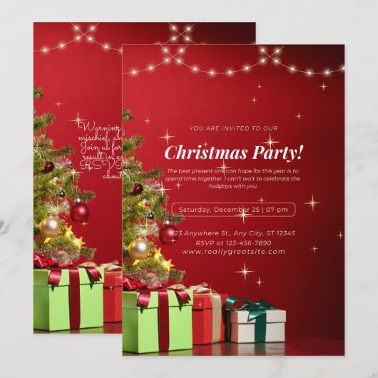 Mooie kerst uitnodiging (Voorkant / Achterkant)