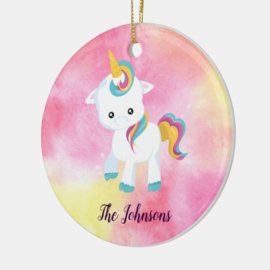 Mooie kerst van Unicorn Keramisch Ornament (Links)