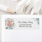 Mooie Kerst Waterverf Poinsettia Floral Etiket (Insitu)