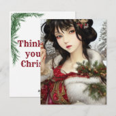 Mooie Kerst Winter Anime Manga Meisje Feestdagenkaart (Voorkant / Achterkant)