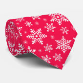 Mooie kerst witte sneeuwvlokken op rood stropdas (Opgerold)