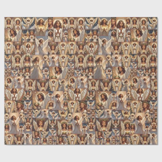 Mooie kerstangels cadeaupapier (Vlak)