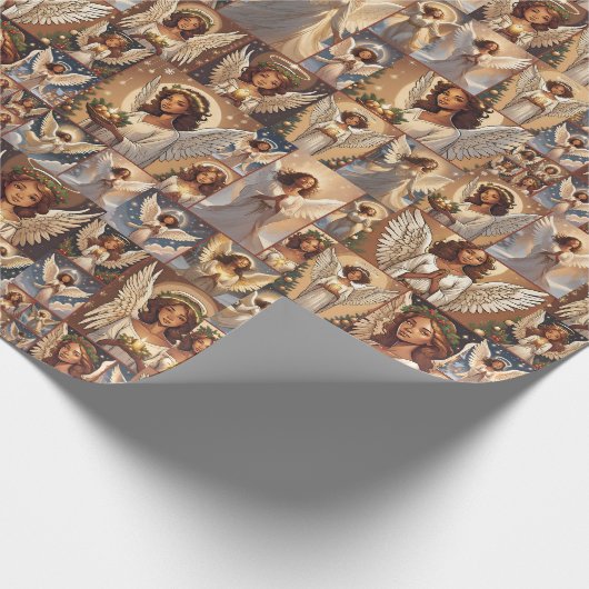 Mooie kerstangels cadeaupapier (Hoek)